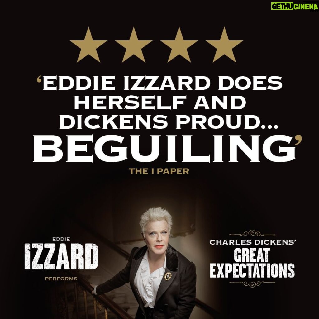 Eddie Izzard Instagram - The London run of Great Expectations ends July 1. Some tickets still available at: https://ticketing.nimaxtheatres.com/tickets/series/GAGEX01M?promo=WEB. Don't miss it! #greatexpectations #charlesdickens