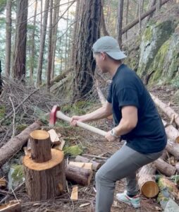 Eddie Liu Instagram - Indoor cat goes outdoors; has a really nice time. Swipe to the last slide to see how dangerous I am with an axe...and by that I mean a liability (my bad, Kendell @bootneck_45). British Columbia, Canada