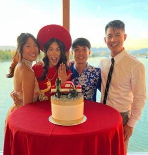 Eddie Liu Instagram - Congratulations @kendo482 and @meganhui! So grateful to be your friend and to have been part of your special day - both at Ken's Super Secret Stunt 💍 and your wedding day. You two are the best and deserve all the best. #fakefallingforrealove