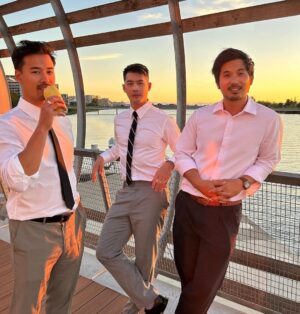 Eddie Liu Instagram - Congratulations @kendo482 and @meganhui! So grateful to be your friend and to have been part of your special day - both at Ken's Super Secret Stunt 💍 and your wedding day. You two are the best and deserve all the best. #fakefallingforrealove