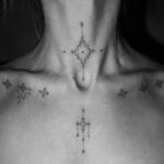 Eliza Coupe Instagram - Since many of you asked…. Yes, this is a real tattoo. Breathe. It’s fine. This otherworldly piece of ethereal art was given to me by the one and only stunning little sorceresses @0wlita of @cosmic.blueprints So grateful for her activating light-codes via her cosmic ink flow. Gracias Mi amor! 🖤 #tattoo #cosmic #cosmicblueprint #light #ink #necktattoo #chesttattoo #sorrymum #alsosorrydad #alsosorrynotsorry #tinytattoo #digeridoo #itjustrhymed #ootd #nolimits #truth #thyroidlove #speakyourtruth #zerofucks #trust #turtlenecksforauditionsitsfine #letgo #BE 🖤