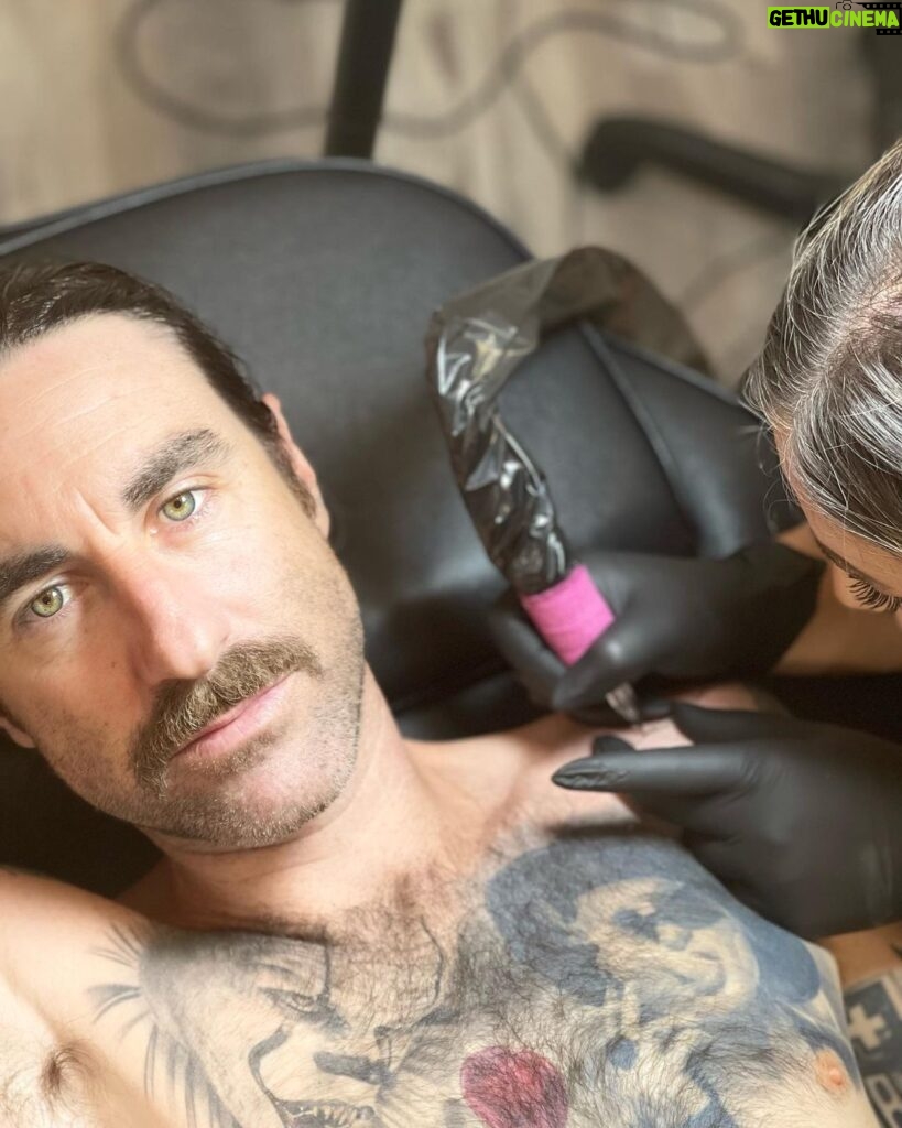Eliza Coupe Instagram - I have a pretty intense crush on my husband. And on @k_amato21 for being such an amazing tattoo artist and person. 🖤🖤🖤🖤🖤🖤🖤🖤🖤🖤 #nofilterneeded #tattoo #lovefirstlove #be Corona, California