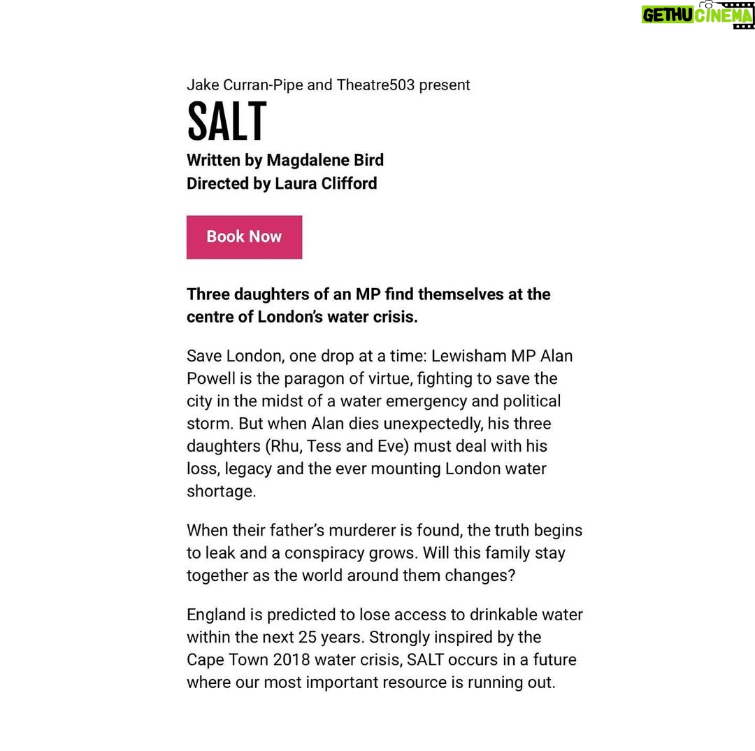 Ella-Rae Smith Instagram - Delighted to be making my theatre debut in Magdalene Bird’s new play SALT, directed by Laura Clifford at @theatre503 September 13-17th Link in bio for tickets 🫶🏽 @salt_theplay London, United Kingdom
