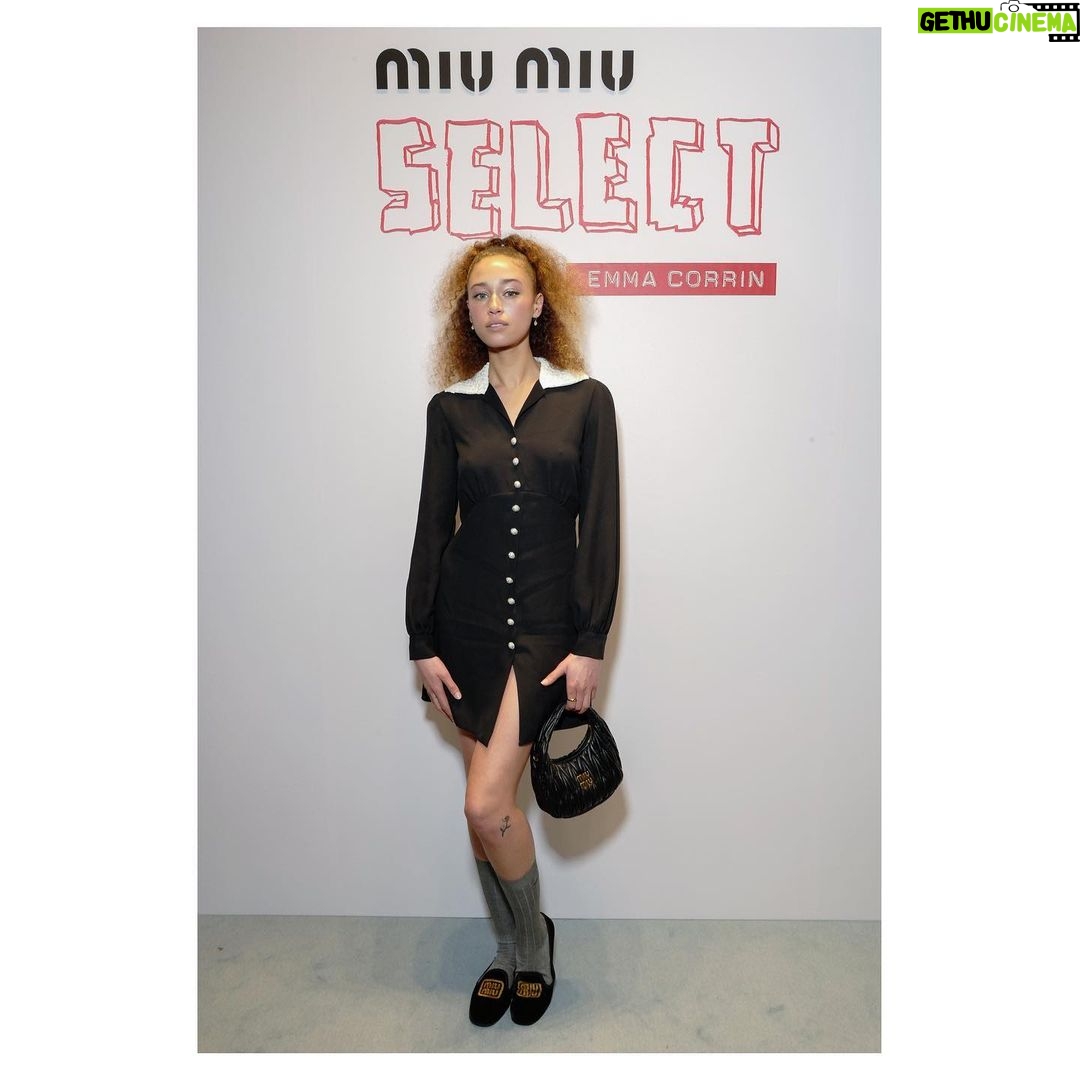 Ella-Rae Smith Instagram - a little @miumiu moment π Miu Miu select X Emma Corrin So much fun that I lost a button π« Glam by my faves @emilywoodmakeup and @hairbycarlcampbell π€ And biggest thanks to my dream team at @unitedagents β¨