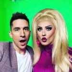 Ella Vaday Instagram - 🎥 Fab day filming with this funny bugger @russell_kane ❤️ Dress @amici.queens