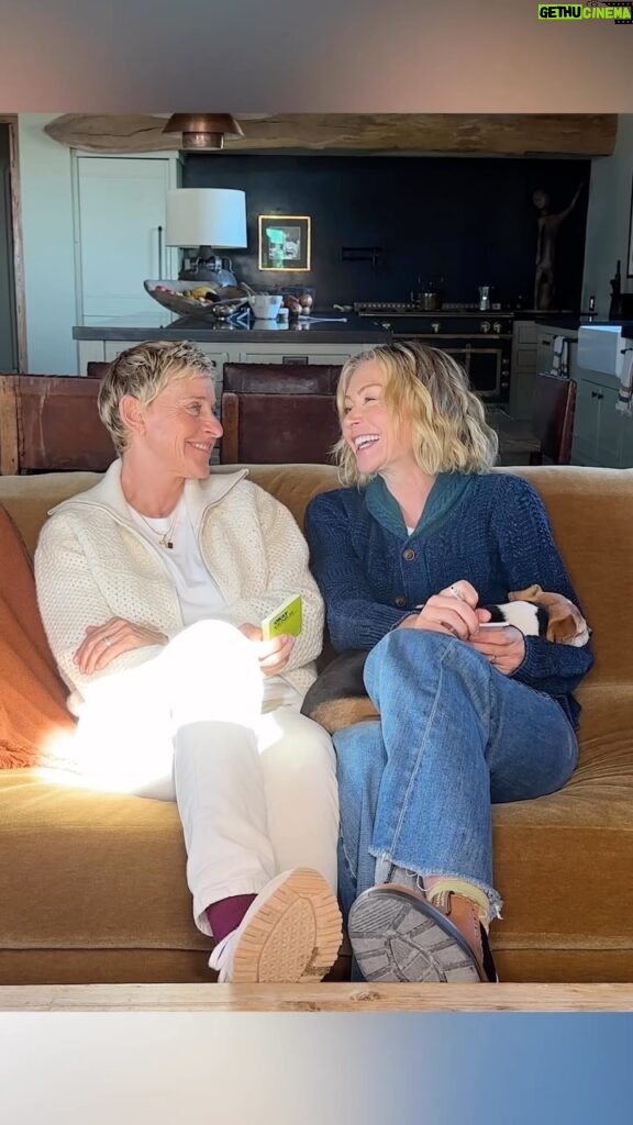 Ellen DeGeneres Instagram - I had a game night with my favorite partner. I’m pretty sure we both won, @portiaderossi. You can join our Game Night Club through the link in my bio. @barryandjason @playmonsterfun @dolphinhatgames @byrelatable @snakclub @filthyfoods @punchbowl @partytrick