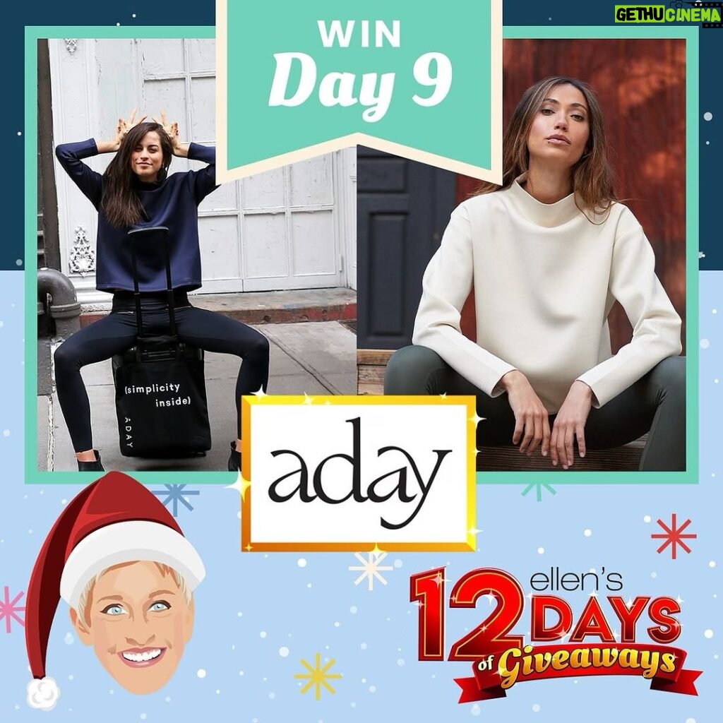 Ellen DeGeneres Instagram - I’m so excited to tell you about today’s giveaway. It’s a $3,000 shopping spree to @aday, a wonderful sustainable clothing brand making great items that won’t fall apart or go out of style by next season. In other words, you’re getting a whole new wardrobe! Enter with the link in my bio or here:https://www.ellenshop.com/pages/day9of12days-pinecone Best wishes for you, your closet, and your new career as a #fashion influencer! #Ellens12Days #fashionista