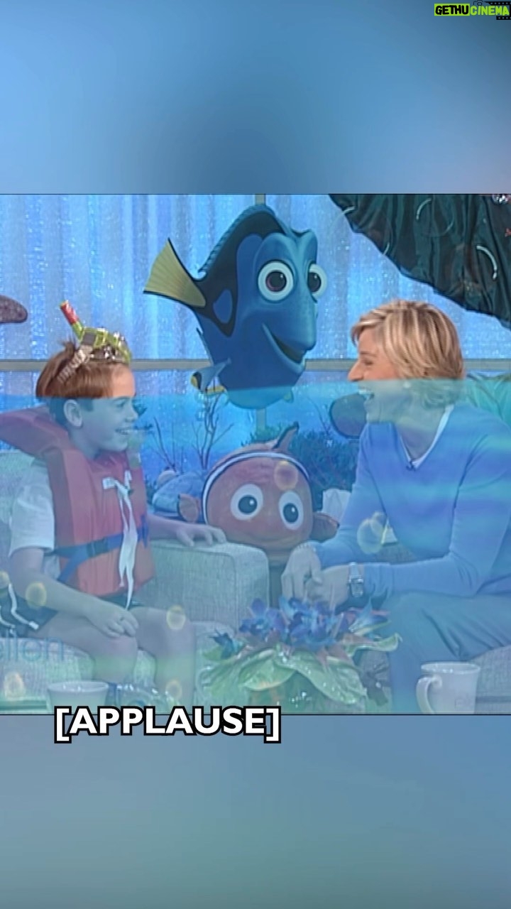 Ellen DeGeneres Instagram - I can’t believe that #FindingNemo came out 20 years ago. Here is a #throwback with the voice of Nemo, Alexander Gould!