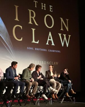 Ellen Hancock Instagram - Tried not to ruin my mascara at a screening for @ironclawmovie IT WAS VERY HARD 🥹💗✨ Extra layer of special-ness seeing it with my wrestling world bestie @stellakae444 • #ironclaw #ironclawmovie #a24 #a24films @zacefron @jeremyallenwhitefinally @holtmccallany @a24