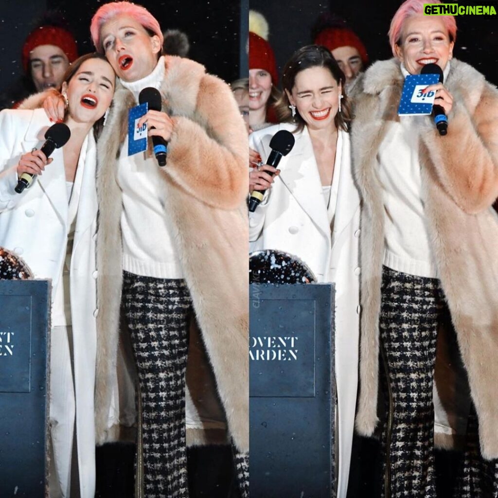 Emilia Clarke Instagram - Just what you always wanted...more photos of my GULLET! (Must learn to stop yelling so loud when being photographed/in public/in life) We only went and turned on the Covent Garden christmas lights! I have never been so ready for Christmas so early in all my life, and I ain’t complaining. (Clearly I’m just YELLING) @lastchristmasthemovie got us all in the festive mood... santa. Over to you. #ifyourehapoyandyouknowitopenyourgob #emmatmyspiritualguide #❤️ #☃️ #🤩 Not forgetting my stella glam team making me look like snoop dog himself... @earlsimms2 @kaymontano @petraflannery @chloebeeneystyling #🏆 #😍