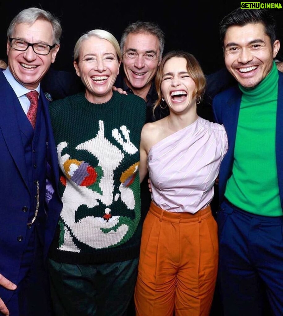 Emilia Clarke Instagram - Well we didn’t have ANY fun, AT ALL, EVER... in the making OR the promoting of this very magical movie of ours @lastchristmasthemovie Lucky lady am I to call these reprobates my colleagues and life long friends... #🥰 #🥳 #🙌 #ididntevenknowmygobwasthisenormous #anythinginmymolers?! #goandseethisgemandtheresmoreofthishappinesstosee #🏆 #❄️ @paulfeig @henrygolding