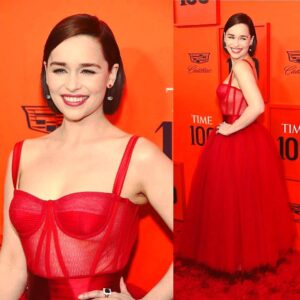 Emilia Clarke Instagram - Yes @time and I both called in the morning to make sure we would be colour coordinated. 
A DREAM of a night, thought provoking powerful insightful humans wanting to make a difference, and then dance. 💃🕺
And I didn’t tell anyone how @gameofthrones ends! Success all round. 
Not forgetting these perfect legends of their crafts for making me look fresh and clean @fulviafarolfi @benskervin @petraflannery @narrativepr @dolcegabbana @dgbeauty #❤️ #🎉 #🙌