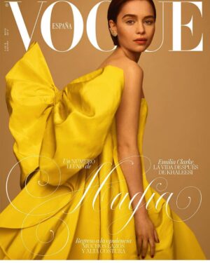 Emilia Clarke Instagram - @voguespain you have brought the yellow to my mellow and damn my self confidence just got a delightful bow filled boost 😂 
#ifonlyiwokeuplikethat #grasias #💪🏻 #🙌 #🥰 @narrativepr 💁‍♀️@jennychohair 💄 @kateleemakeup 💅🏻 @jennahipp
👗 @simonrobins1000 📸@thomaswhiteside 
Aka the miracle workers 🎉