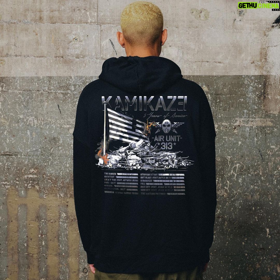 Eminem Instagram - "Gotta concentrate, against the clock I race” ✈️ #KAMIKAZE5 merch capsule drops tomorrow Shop.eminem.com