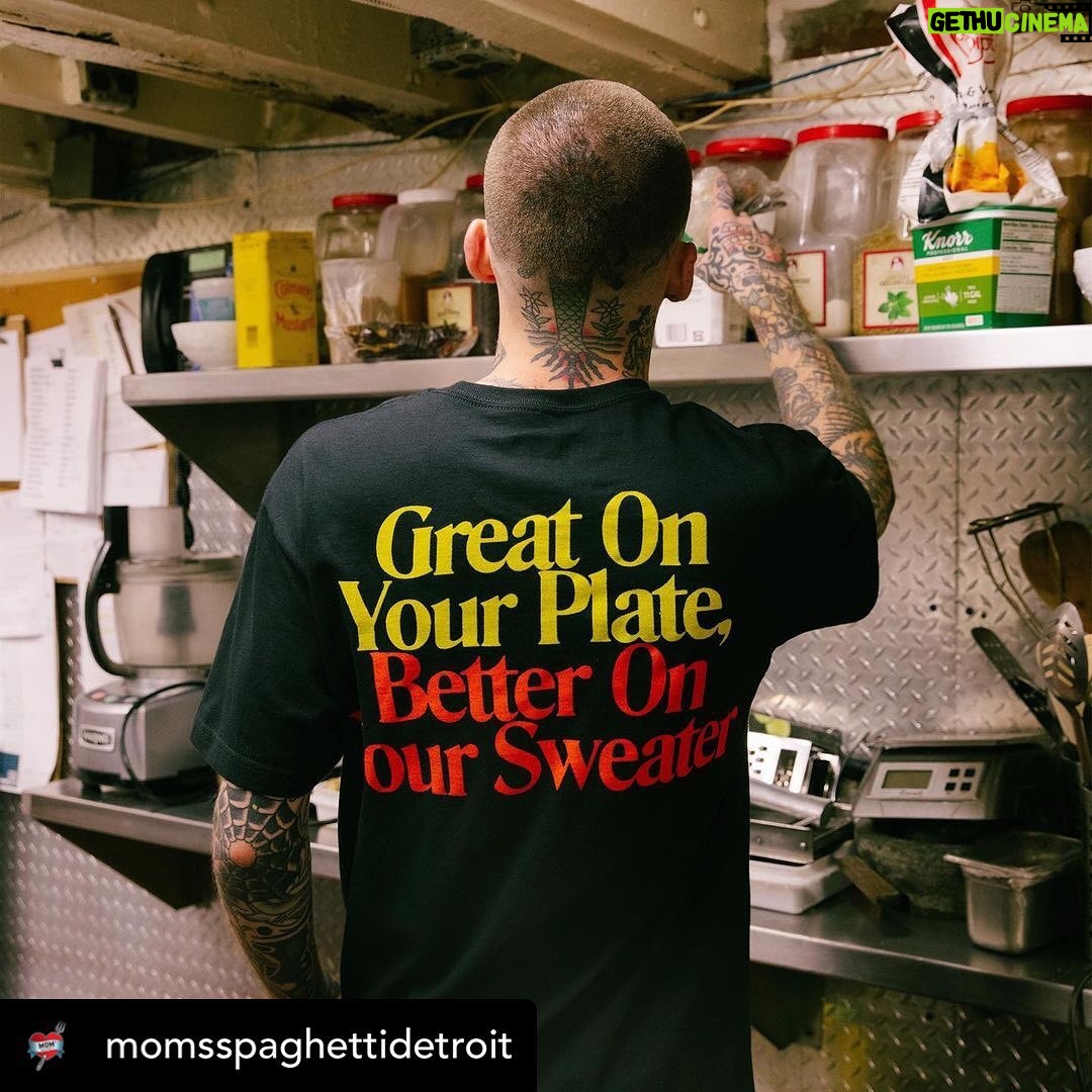 Eminem Instagram - #Repost @momsspaghettidetroit ・・・ In addition to leftovers from the vault – we got a FRESH drop of #MomsSpaghetti merch – launches today at #TheTrailer