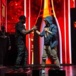 Eminem Instagram - Had 2 come out with @50cent last night… thanks 4 the love, Detroit! FINAL LAP TOUR!!! photo credit: Krewsade