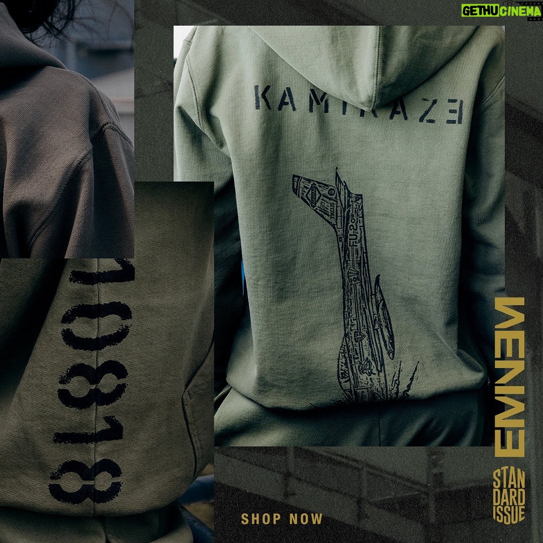 Eminem Instagram - “Guess that's the standard I'm held to” ✈️ Had to link w/ LA-based @standardissue on #KAMIKAZE5 to bring the highest quality US-made essentials - link in bio