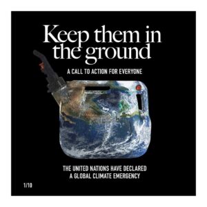 Emma Watson Instagram - #KEEPTHEMINTHEGROUND 
@fossilfueltreaty 

Dear friends, 
We are asking you to join us in signing a treaty to end the expansion of Fossil Fuels. The link to the treaty is in the bio. Please sign it. Please share it. Please read the slides provided that further explain what it is. 

And then hopefully, like us, get righteous about it. Get angry about it. Let it break your heart. Let it motivate you. Let it inspire you to action. Because what we are asking you to participate in is a non-partisan issue. It is in fact a universal issue. It is the loss of our home. It is the loss of our futures. There is no one person immune from this problem. 

It does however, affect everyone in different ways. It is unfortunately an issue that must be SYSTEMATICALLY changed, because those who are without resources cannot afford such a transition on their own. There is just only so much we can do individually. But what we can ALL do to help - is start here. 

Join us in adding your name to the treaty. 
Your voice is powerful. 
Our voice is powerful. 

“Our addiction to fossil fuels is pushing humanity to the brink. We face a stark choice: either we stop it - or it stops us. It’s time to say: enough." 
- UN Secretary General António Guterres

“We are currently on track for at least a 2.7 C hotter world by the end of the century — and that’s only if countries meet all the pledges that they have made. Currently they are nowhere near doing that.” 
- Greta Thunberg

"I hope you can appreciate that where I live, a 2 degree world means that a billion people will be affected by extreme heat stress. In a 2 degree celsius world - some places in the global south will regularly reach a wet bulb temperature of 35 degrees celsius and at that temp, the human body cannot cool itself by sweating... We don't believe you. We don't believe that banks will suddenly put trillions of dollars on the table for climate action, when rich countries have struggled since 2009 to raise the money for the world's most vulnerable countries.” 
- Vanessa Nakate