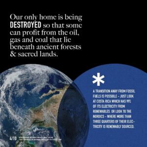 Emma Watson Instagram - #KEEPTHEMINTHEGROUND 
@fossilfueltreaty 

Dear friends, 
We are asking you to join us in signing a treaty to end the expansion of Fossil Fuels. The link to the treaty is in the bio. Please sign it. Please share it. Please read the slides provided that further explain what it is. 

And then hopefully, like us, get righteous about it. Get angry about it. Let it break your heart. Let it motivate you. Let it inspire you to action. Because what we are asking you to participate in is a non-partisan issue. It is in fact a universal issue. It is the loss of our home. It is the loss of our futures. There is no one person immune from this problem. 

It does however, affect everyone in different ways. It is unfortunately an issue that must be SYSTEMATICALLY changed, because those who are without resources cannot afford such a transition on their own. There is just only so much we can do individually. But what we can ALL do to help - is start here. 

Join us in adding your name to the treaty. 
Your voice is powerful. 
Our voice is powerful. 

“Our addiction to fossil fuels is pushing humanity to the brink. We face a stark choice: either we stop it - or it stops us. It’s time to say: enough." 
- UN Secretary General António Guterres

“We are currently on track for at least a 2.7 C hotter world by the end of the century — and that’s only if countries meet all the pledges that they have made. Currently they are nowhere near doing that.” 
- Greta Thunberg

"I hope you can appreciate that where I live, a 2 degree world means that a billion people will be affected by extreme heat stress. In a 2 degree celsius world - some places in the global south will regularly reach a wet bulb temperature of 35 degrees celsius and at that temp, the human body cannot cool itself by sweating... We don't believe you. We don't believe that banks will suddenly put trillions of dollars on the table for climate action, when rich countries have struggled since 2009 to raise the money for the world's most vulnerable countries.” 
- Vanessa Nakate