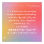 Emma Watson Instagram - WOMEN IN STEM & THE DIGITAL ECONOMY - Good news ladies, the digital economy is a goldmine of opportunity (with higher paying salaries!), and it desperately wants more women to join force. Karlie Kloss @karliekloss is one powerhouse who recognizes this and has created the very successful Kode With Klossy Program @kodewithklossy 👩‍🔬💻🤍 But to further explain (and encourage!) why women should be involved in building the digital economy - here is some key information!