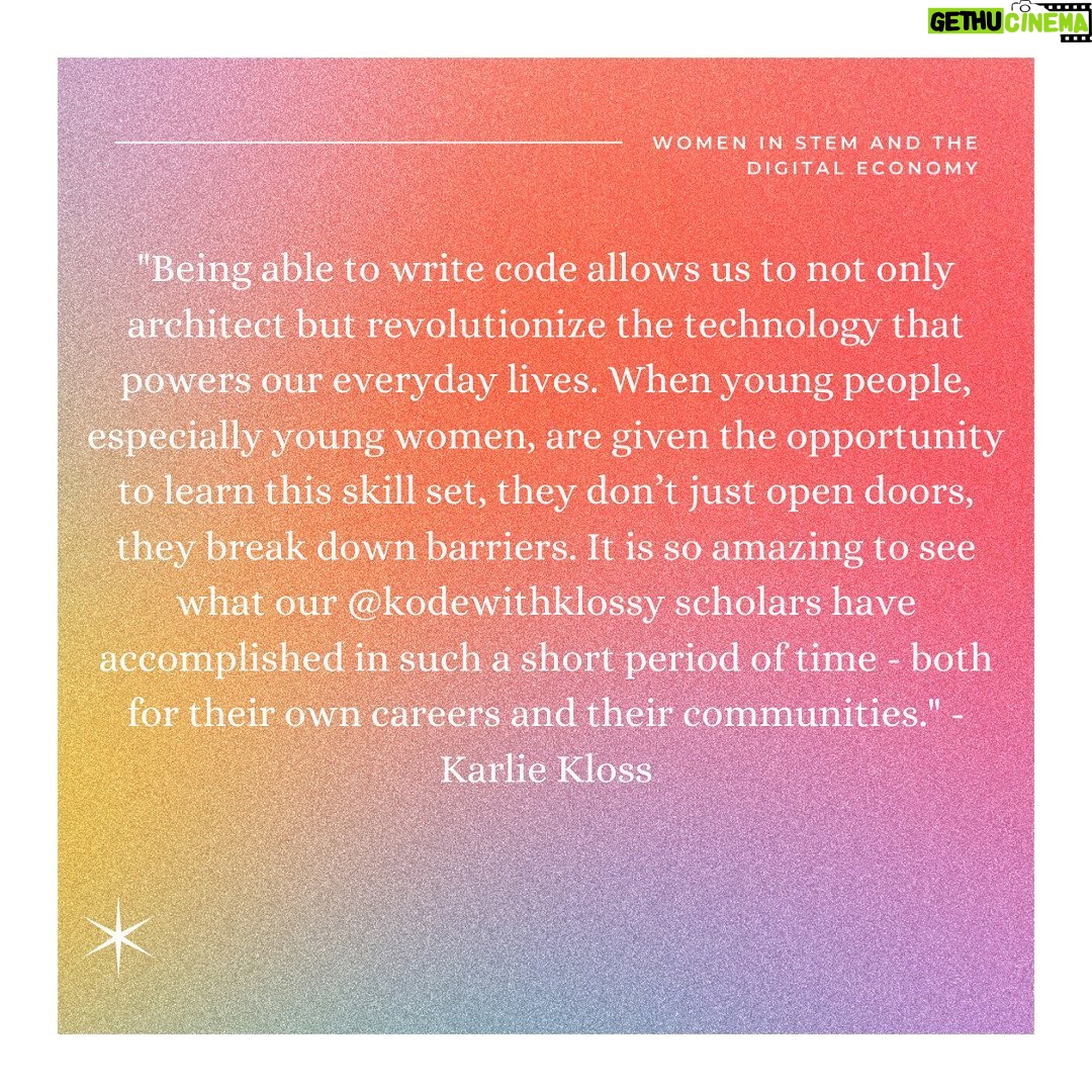 Emma Watson Instagram - WOMEN IN STEM & THE DIGITAL ECONOMY - Good news ladies, the digital economy is a goldmine of opportunity (with higher paying salaries!), and it desperately wants more women to join force. Karlie Kloss @karliekloss is one powerhouse who recognizes this and has created the very successful Kode With Klossy Program @kodewithklossy π©βπ¬π»π€ But to further explain (and encourage!) why women should be involved in building the digital economy - here is some key information!