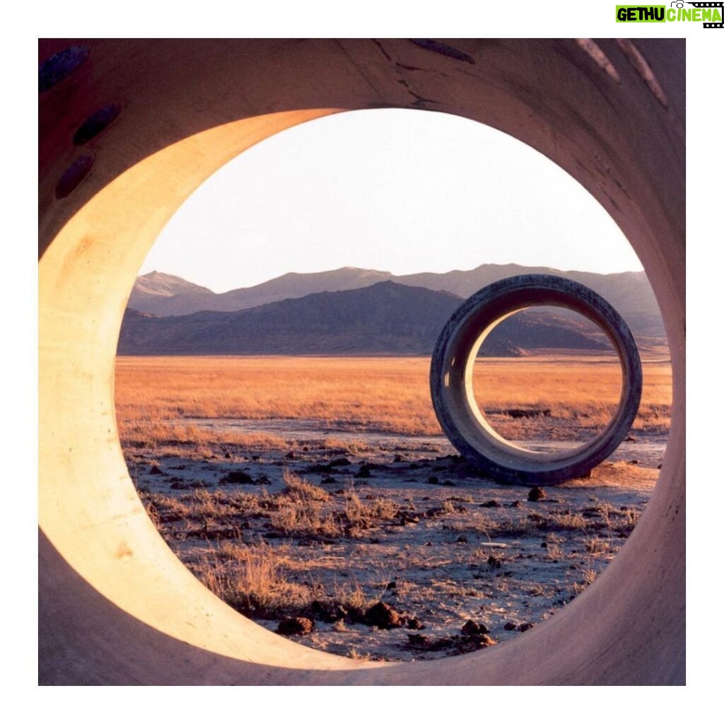 Emma Watson Instagram - Sun Tunnels by Nancy Holt 1977 🌞 •The Sun Tunnels by Nancy Holt were built in 1977 on forty acres in Great Basin Desert in northwestern Utah• “Initially there was no alignment between Land art and environmentalism. Many early Land artworks actively damaged the land. Holt was one of the first artists to use outdoor art as a platform for environmental activism. She introduced ideas central to environmental protection, conservation, and stewardship that were not initially central to the art movement.” — The Art Story “Time” is not just a mental concept or a mathematical abstraction in the desert. The rocks in the distance are ageless; they have been deposited in layers over hundreds of thousands of year. “Time” takes on a physical presence. Only ten miles south of Sun Tunnels are the Bonneville Salt Flats, one of the few areas in the world where you can actually see the curvature of the earth. Being part of that kind of landscape, and walking on earth that has surely never been walked on before, evokes a sense of being on this planet, rotating in space, in universal time ... I wanted to bring the vast space of the desert back to human scale." — HOLT, NANCY. "SUN TUNNELS." ARTFORUM VOL.15, NO.8 (APRIL, 1977).