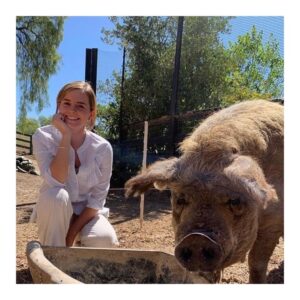 Emma Watson Instagram - For my 31st birthday, my birthday wish was to get to go to Apricot Lane Farms after watching the documentary "The Biggest Little Farm." I thought I was just going to get a tour and couldn’t believe it when Molly came out to meet me on a golf cart! Nothing about the day disappointed. Both Molly and John were every bit as kind and inspiring in real life as I dreamed they would be. Getting to be on the farm gave me the hope that I may too one day build my own little paradise like this and maybe even have my own pig. 😂 Thank you so much again to John and Molly for your hospitality, warm hearts and your inspiration. 

E x