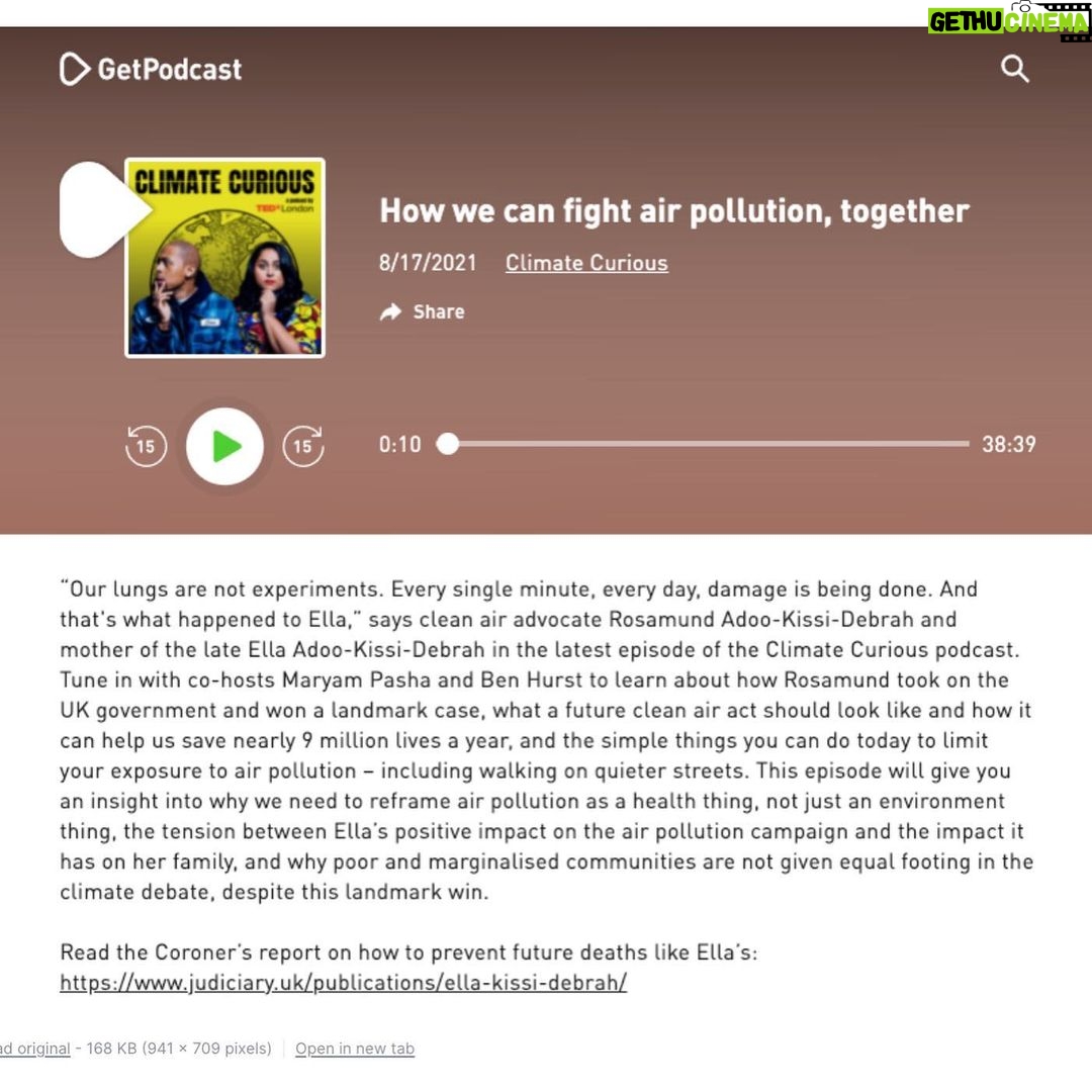 Emma Watson Instagram - “Our lungs are not experiments. Every single minute, every day, damage is being done," -Rosamund Adoo-Kissi-Debrah is a World Health Organization advocate for health and air quality and cofounder of the Ella Roberta Family Foundation. She spoke at the October 2021 Ted Countdown Summit in Edinburgh about the necessity for healthy air quality after losing her child Ella Adoo-Kissi-Debrah because of bad air quality. Clean air is a human right. 🌬 Give a listen to her talk about her captivating story on the Climate Curious podcast. #climatecuriouspod