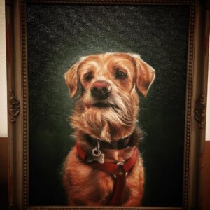 Enver Gjokaj Instagram - I may have figured out what's holding up my dating life... #oilpainting #sawyerthepup #sorrynotsorry