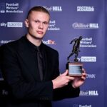Erling Haaland Instagram - Honoured to win such an incredibly prestigious award @fwaofficial 🏆 Thank you to all those who voted for me. Obviously, this wouldn't have been possible without the unbelievable support I have from everyone at @mancity 💙