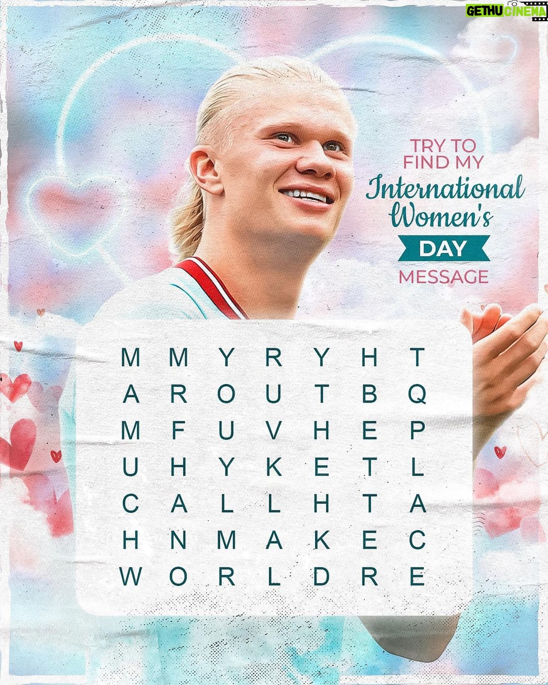 Erling Haaland Instagram - This is for all my female fans on this special day! 🌹 Here's my message to each one of you. Can you find it in this crossword puzzle? 🤞🏻 Will post it on stories later today! ❤️ #internationalwomensday