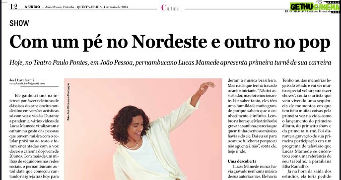 Felipe Simas Instagram - Primeiro show da primeira turnê da história de Lucas Mamede. Fortaleza, 28 de abril de 23