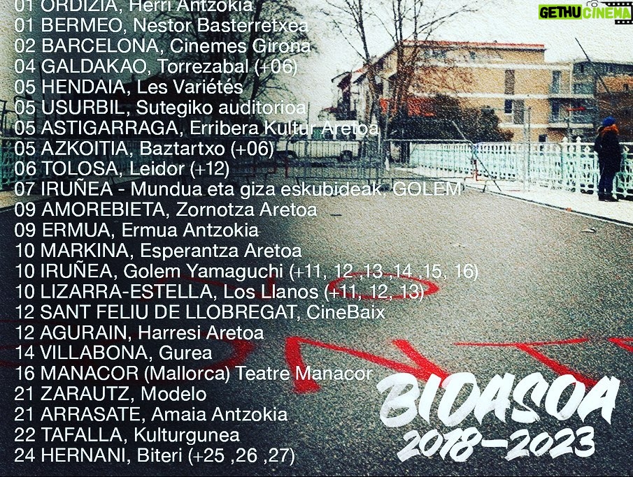 Fermin Muguruza Instagram - ¡10 candidaturas a los Premios Goya! @academiadecine Hace unas semanas nos confirmaron 2 candidaturas, probablemente las susceptibles de ser nominadas: -mejor película documental y -mejor canción original "Bidasoa" de @willis.drummond , pero finalmente son 10 candidaturas... ZORIONAK ekipo "BIDASOA 2018-2023". Y que comiencen a reventar desde ya los putofachas! . GAUR osteguna 9 jueves HOY: -Donostia, Príncipe 19:30 -Amorebieta-Etxano, Zornotza aretoa 20:15 -Ermua, Ermua Antzokia 20:30 #bidasoa20182023 📷 Iruñea @golem_pamplona - Institutuetako gazteak. Iruñea-Pamplona.