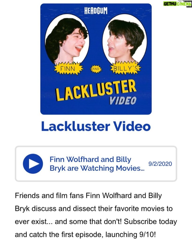 Finn Wolfhard Instagram - Catch me and @tryingosling on our new podcast @lacklusterpod from @headgum launching 9/10!!