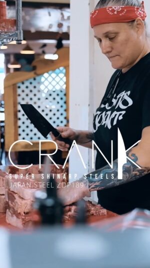 Frank Camacho Instagram - 🔪⚡️Mosas Executive Chef & Co-Owner, Sara Pleadwell wields the ZDP189 with Precision! Join the email list at BladesByCrank.com for Early Launch Access 🌟#SHINARP #Marianas #BladesByCrank