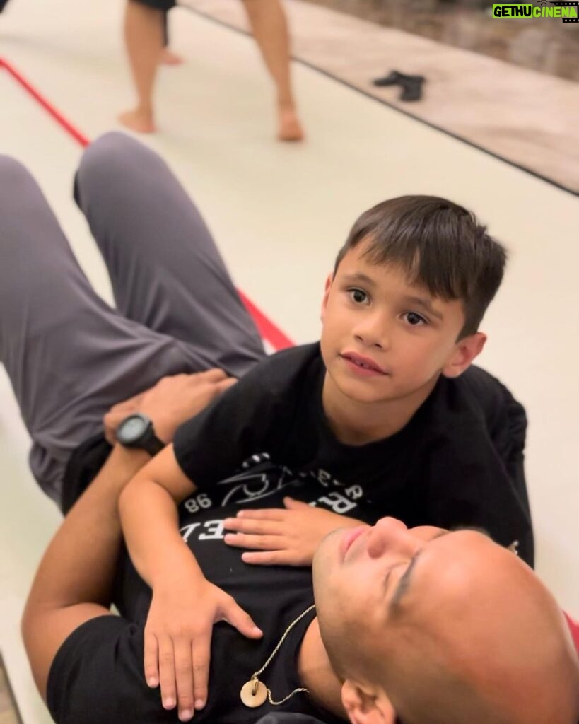 Frank Camacho Instagram - My boy and I calm before the storm. Before @brawlintl submission only match. So cool having him in the warm up room with all the fighters.