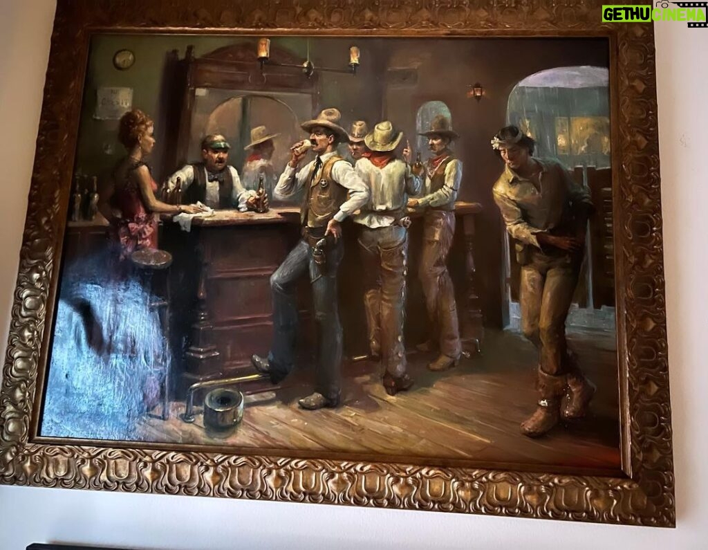 Frank Stallone Jr. Instagram - One of my favorite paintings , frontier bar I love art in the Remington, Russell,Thomas Hart Benton etc . I have a new one I'm picking up today. #artist #oldwest #cowboy #gunfighter #johnwesleyhardin