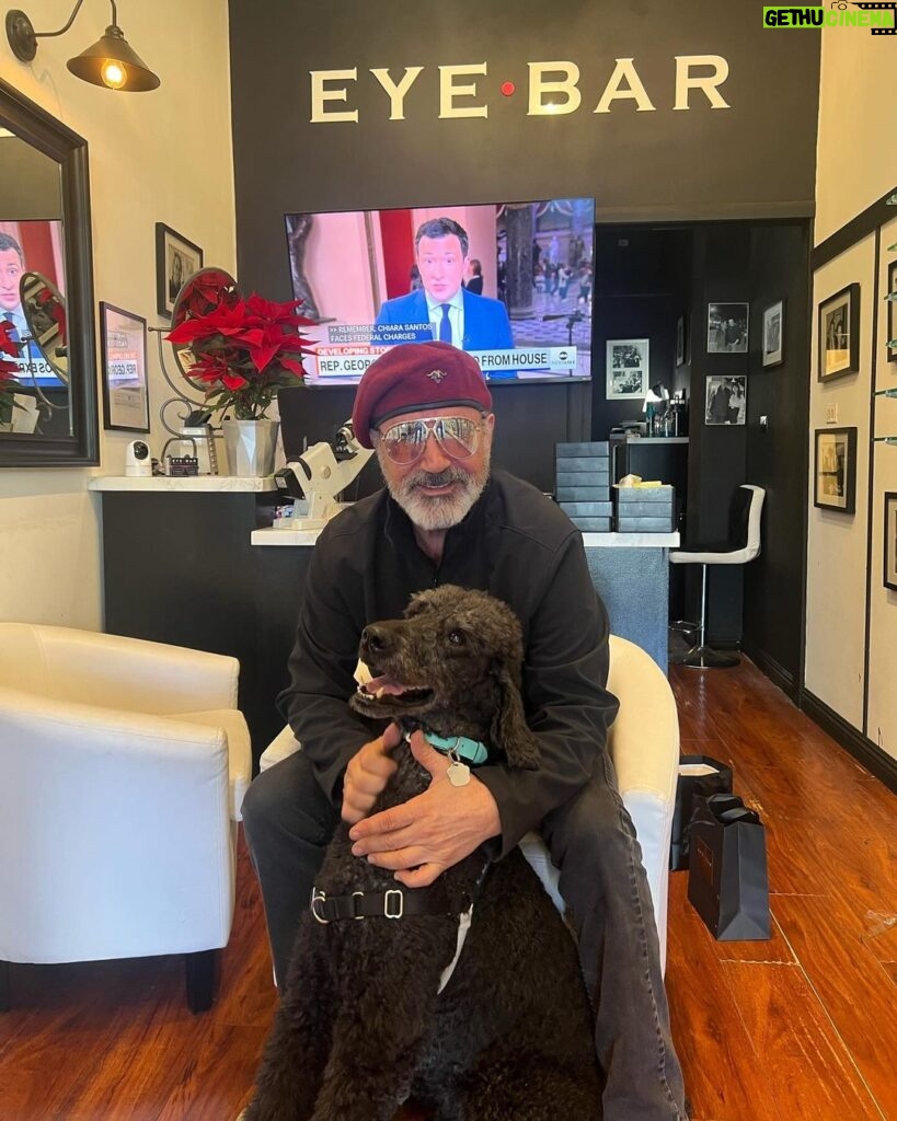 Frank Stallone Jr. Instagram - I've always loved standard Poodles, I'm here with Melvin at my pal Rob Mione Eye Bar in Beverly Hills. My favorite place where I buy all my glasses. @eyebarbh @Rob Mione #standardpoodle