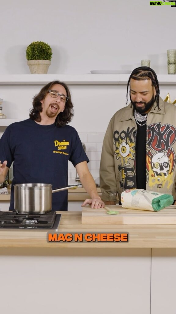 French Montana Instagram - #FrenchMontana & #Cugine cook up Truffle Mac & Cheese to celebrate the announcement of Mac & Cheese 5‼️🧀 Click the link in bio to watch new episode of @fameandflavor 👀 French Montana / Mac & Cheese 5 / January 5th