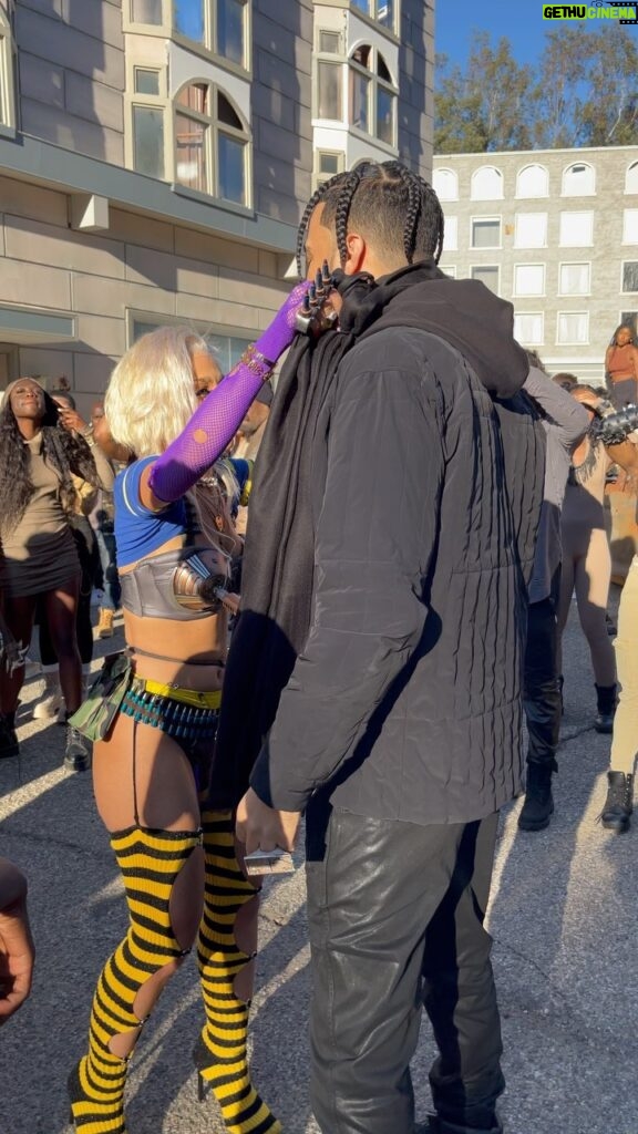 French Montana Instagram - BTS - When she ain’t shooting up the place with her titties she busy being my stylist juheard “ Handstand “ video out now