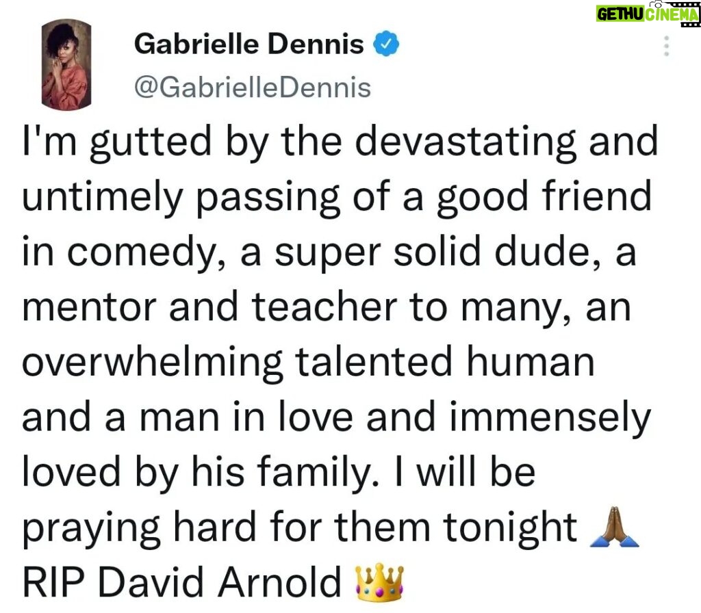 Gabrielle Dennis Instagram - Y'all PLEASE don't take life for granted it's just way too fragile. This one hurts. Good guy. Prayers up!!!! 🙏🏾🙏🏾 #DavidArnold #GoneTooSoon #RIP