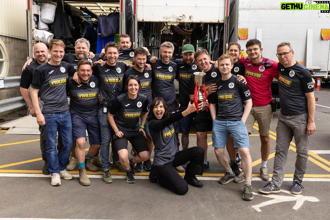 Gal Gadot Instagram - Yesterday was the annual Mark Milsome Memorial Cup game and this year our very own Heart of Stone crew represented, going head to head with the “pros” from Ted Lasso 😜 The cup game is one of many fantastic ways our incredible industry raises money for the Mark Milsome Foundation, a charity founded after Mark’s tragic death on set in 2017. Since then, the foundation has worked hard to raise industry standards and make our workplace safer. And guess what? The team brought it home! Heart Of Stone Win the Mark Milsome Memorial Cup!!🏆 Well done to everyone involved in the organising, it was a great day and a good sum of money raised for the @markmilsomefoundation Remembering Mark today, on what would have been his 59th Birthday. Fantastic effort from the Heart of Stone team, I’m so proud to be part of this amazing crew🙌🏼⚽️🥇 @markmilsomememorialcup #BeMoreMark
