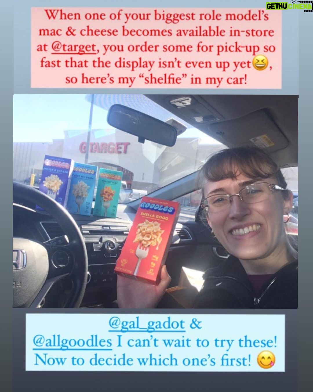 Gal Gadot Instagram - It is so much fun to see all of your super cool @allGoodles Shelfies at @target 🌈 Keep sharing and spreading love, you guys ❤️ #GoodlesShelfie