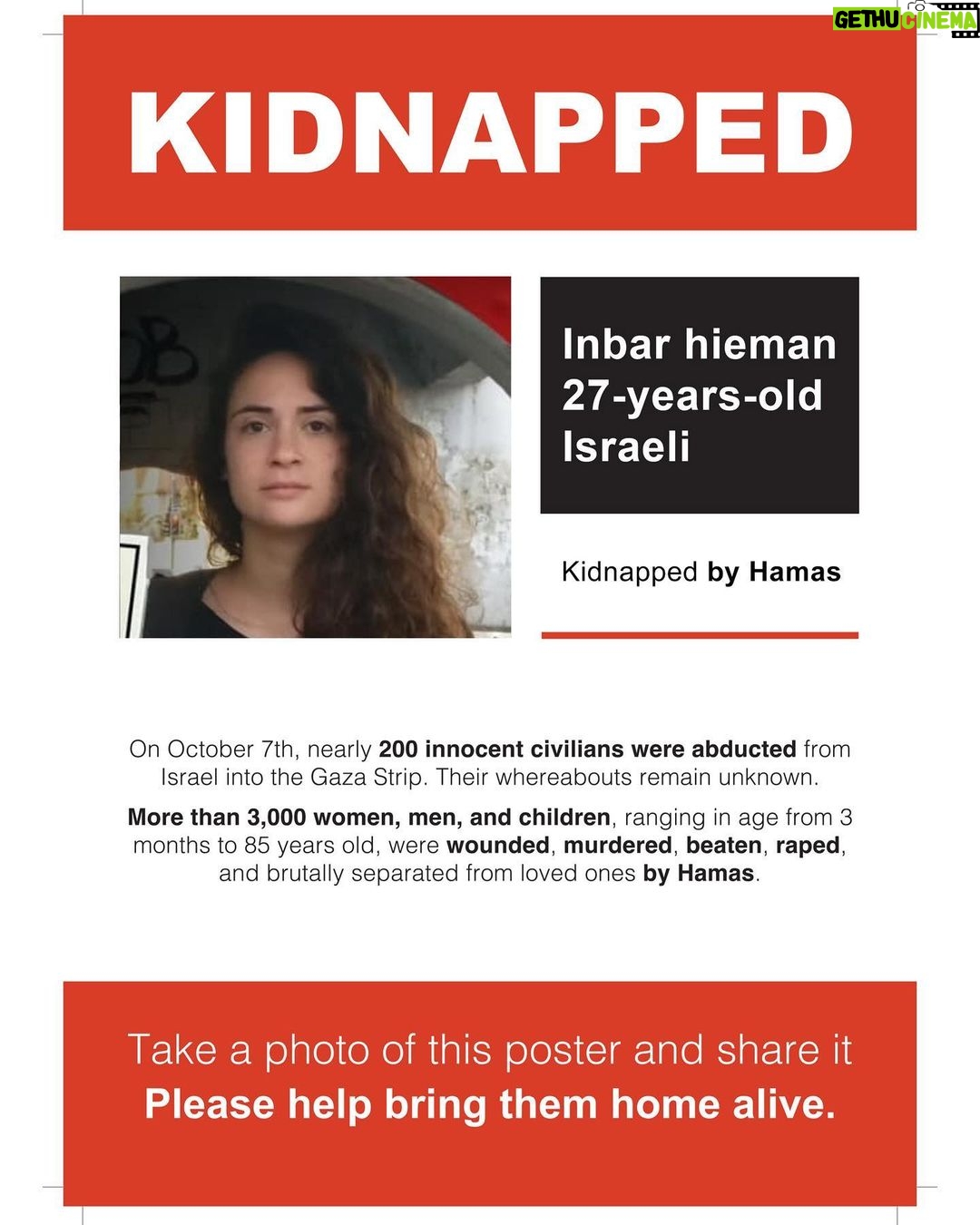 Gal Gadot Instagram - at this moment there hundreds of kidnapped or missing innocent Israelis. I am using my platform to share their names. their faces, their information. please share their photos, share the stories. And help us scream to the world, Hamas #BringThemBack! if you have any information or if your loved one is missing please head to the link on my story to contact us — — Thank you @dedebandaid @nitzanmintz @talhuber