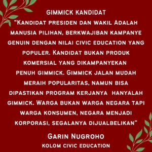 Garin Nugroho Instagram - Kampanye kandidat haruslah  menjadikan warga sebagai warga negara , Kampanye bukan kemasan menjadikan hilangnya warga negara, warga dijadikan  warga konsumen , warga Diva ,, warga penonton hiburan politk serta warga alogaritma dari mesin kampanye. Warga negara beserta hak dan kwajibannya tidak ditumbuhkan kritis. Lalu untuk apa kampanye dari kandidat sebuah negara dengan biaya , waktu dan tenaga  besar warga , jika kampanye tidak menghormati arti warga negara ? @satupena.id @kineforum @jakartscouncil @tempodotco @madanifilmfest @shoosugar @pemilubersih_2024 @wisetrotomo @ong.hariwahyu @iskandarloedin @teatergarasi @b.paningron @siska.raharja @ajiewartono @shenacinnamon @hanummm @tiopksdw @najwashihab @abrahamsamad_ @ipong.witono @adindafudia @analahms @leilachudori @hikmat_darmawan @farah.wardani @arahmaiani