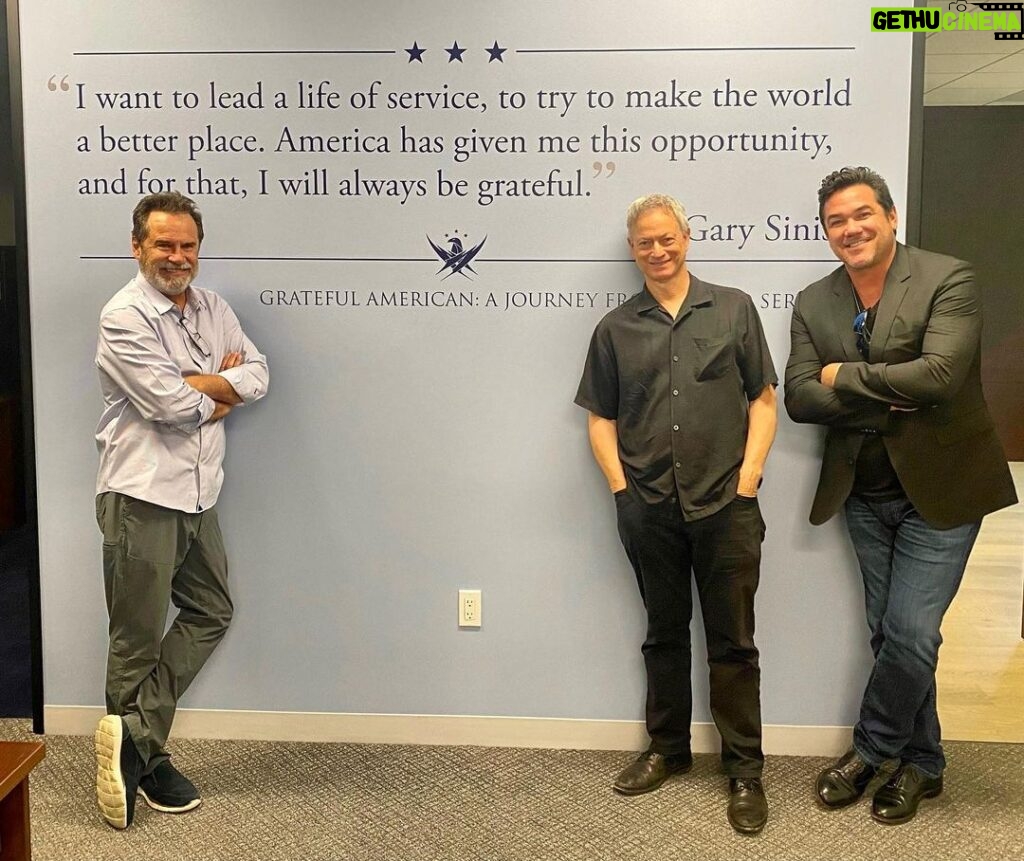Gary Sinise Instagram - Great to see pals, Dennis Miller and Dean Cain at the Gary Sinise Foundation office before we pack up and head to Tennessee. Thank you both for your continued support of our nation’s heroes and their families through our mission at GSF. Los Angeles, California