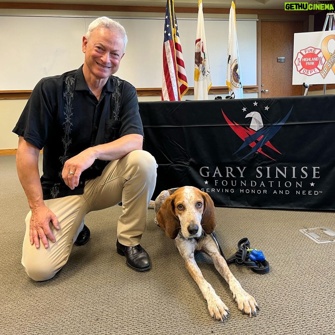 Gary Sinise - 7.9K Likes - Made a special trip today to visit the Police, Fire and Dispatcher Departments in my hometown of Highland Park, Illinois. Was honored to support the PD with our @garysinisefoundation Serving Heroes program. My heart goes out to all the brave first responders serving there and to all the victims and families effected by the terrible shooting on July 4th.
