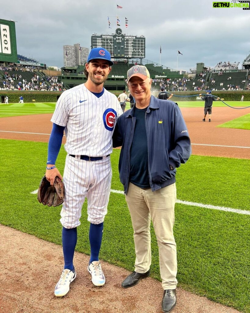 Gary Sinise Instagram - So much fun to be here with @dansbyswanson at my favorite place in the world, Wrigley Field. Go @cubs!!
