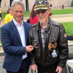 Gary Sinise Instagram - On February 10, our friend, WWII veteran Teddy Kirkpatrick passed away at the age of 99. Teddy and I became pals when we first met years ago at the National Memorial Day parade in DC (pictured here). We were talking and I noticed he was wearing a jacket that said 8th Air Force 379th Bomb Group. My Uncle Jack served in the same B 17 bomb group and turns out they knew each other and had flown together. Teddy was the last surviving member of the 379th. A remarkable man who lived a very full life. An honor to know you Teddy. Thank you for serving our country saving the world from tyranny all those years ago. You will be missed. God bless you my friend. Rest in Peace. #salute