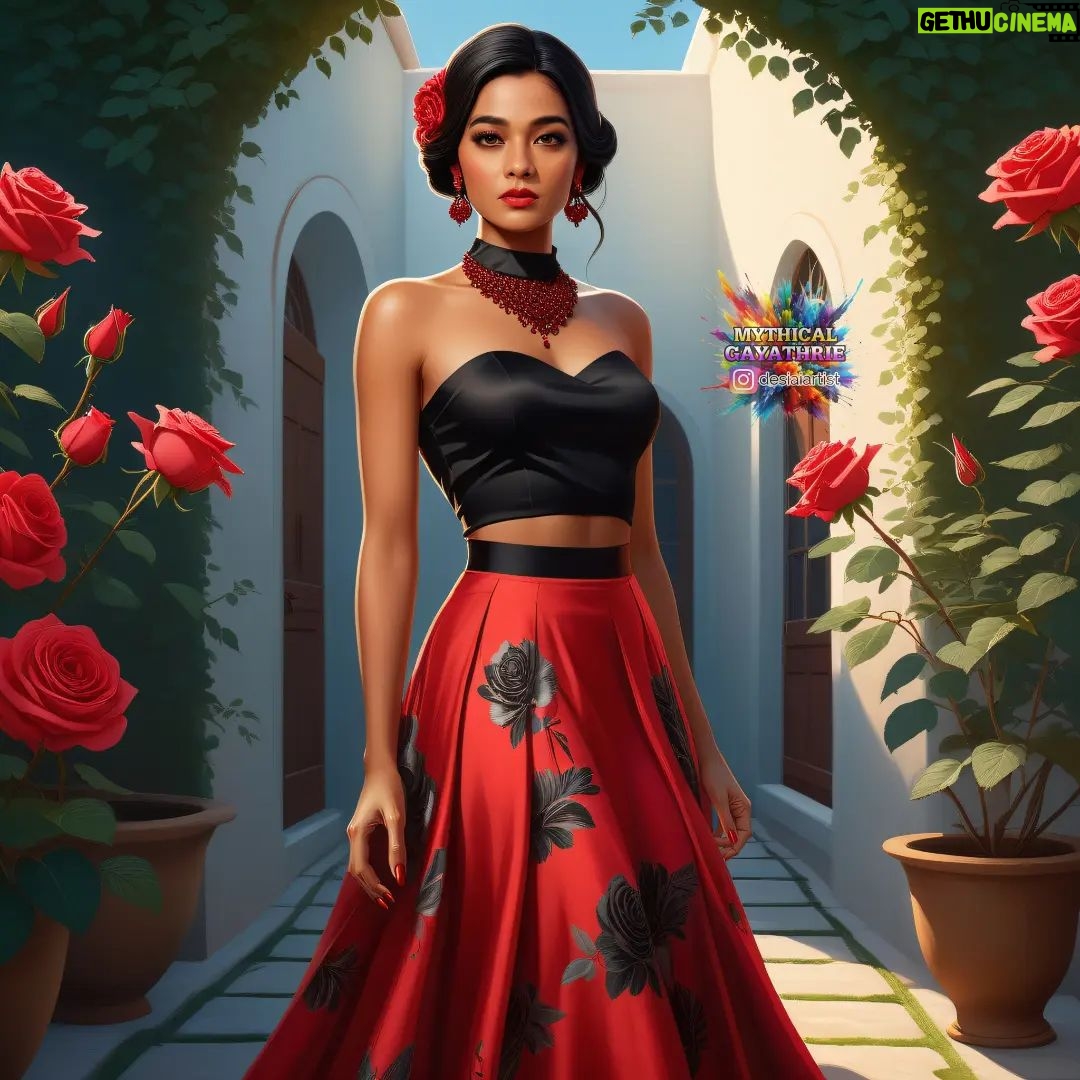 Gayathrie Instagram - Mythical Gayathrie in an Intricate Red Outfit @gayathrieshankar #gayathrieshankar #gayathrieshankarfan #vikrammovie #leomovie #DigitalArt #trishakrishnan #trishakrishnanfans #TamannaBhatia #nayanthara #ladysuperstarnayanthara #nayan #jawaan #samantharuthprabhu #kajalagarwal #deepika_padukone #trishakrishnan #meenasagar #priyankamohan #vanibhojan #priyabhavanishankar #tamannahbhatia #kollywood #mollywood #tollywood #indianactresses #indianwoman #indianbeauty Disclaimer: This digital artwork depicts a fictional scene with Gayathrie an Intricate Red Outfit. It is a creative representation and not a photograph of the actual celebrity